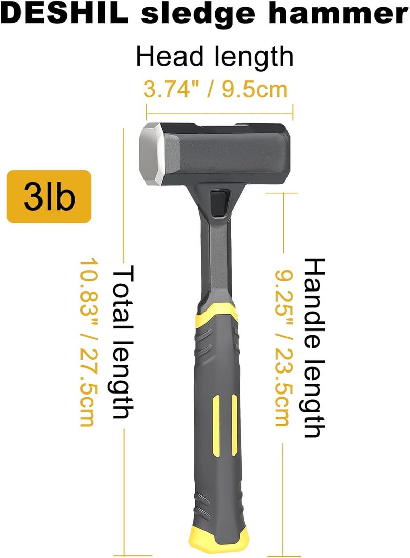 DESHIL 2lb Sledge Hammer - Heavy Duty Forged Forged One Piece Steel Construction with Fiberglass Handle, Perfect for Demolition, Construction, and Driving Stakes - Image 4